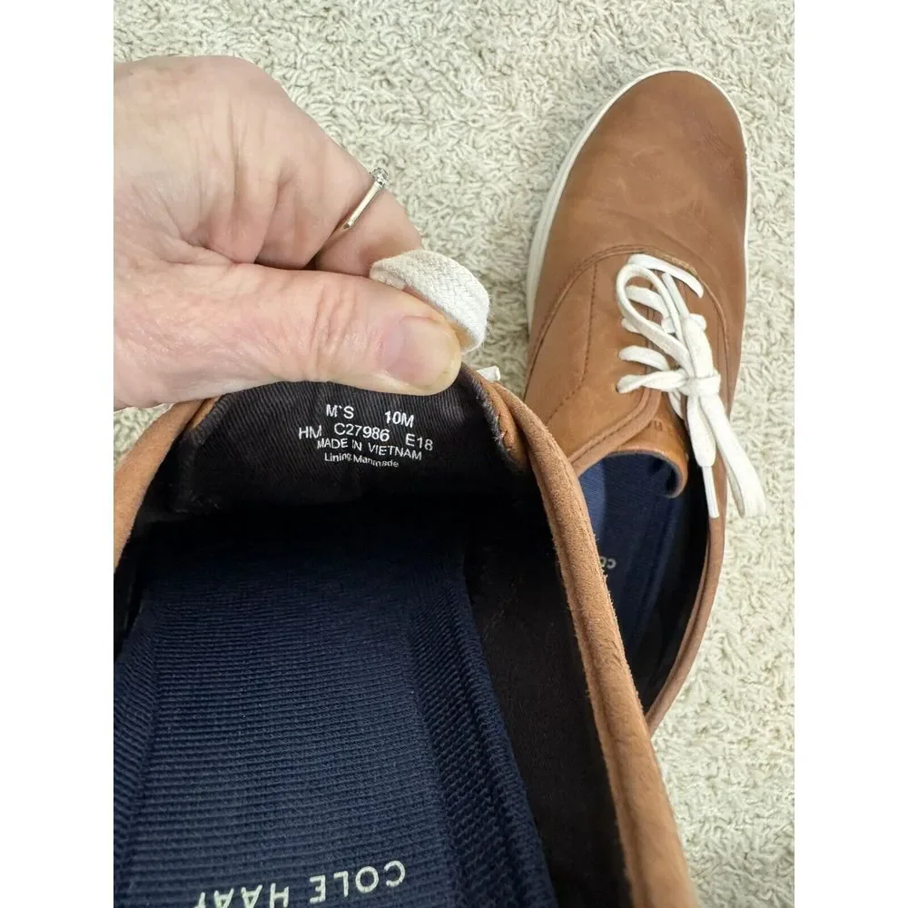 Cole Hahn Mens Nantucket Deck Sneakers Shoes C27986 Size 10M British Tan Leather